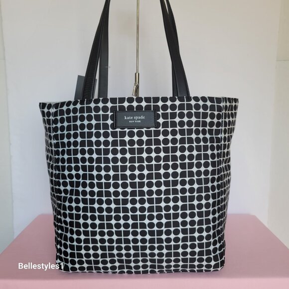 KATE SPADE Noel Jacquard Printed Fabric Large Tote Bag- Black Multi ⭐